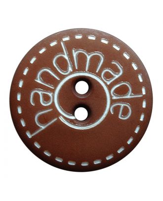 polyamide button round shape with matt surface,"handmade"-labeling and 2 holes - Size: 15mm - Color: braun - Art.No.: 241268