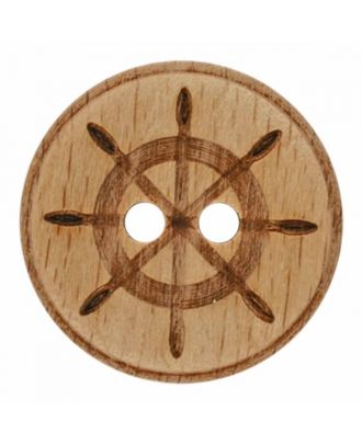 wood button steering wheel with two holes - Size: 23mm - Color: brown - Art.No. 311081