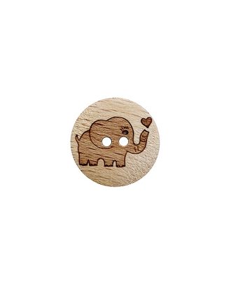 wood button round shape with elephant and 2 holes - Size: 18mm - Color: brown - Art.No.: 281283