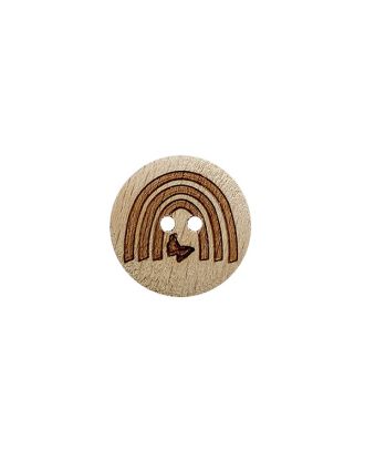 wood button round shape with rainbow and 2 holes - Size: 18mm - Color: brown - Art.No.: 281285