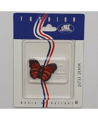 1 buttons on recyclable card novelty button, butterfly - Size: 28mm - Color: brown/red - Art.No.: 24733