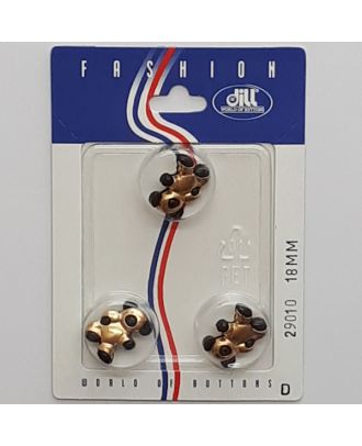 3 buttons on recyclable card novelty button, bear - Size: 18mm - Color: gold - Art.No.: 29010