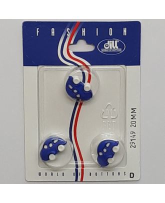 3 buttons on recyclable card novelty button, car - Size: 20mm - Color: blue - Art.No.: 29149