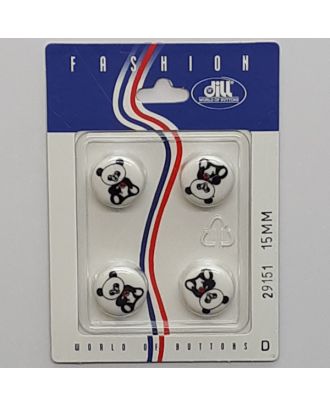 4 buttons on recyclable card novelty button, bear - Size: 15mm - Color: white - Art.No.: 29151