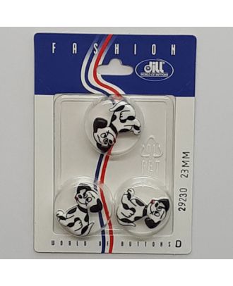 3 buttons on recyclable card novelty button, dog - Size: 23mm - Color: black/whie - Art.No.: 29230
