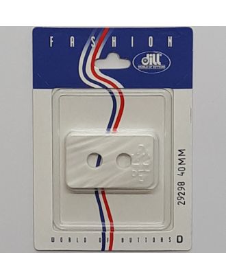 1 buttons on recyclable card polyamide button, rectangular, 2 holes - Size: 40mm - Color: white - Art.No.: 29298
