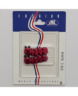 2 buttons on recyclable card novelty button, caterpillar - Size: 30mm - Color: pink - Art.No.: 29312