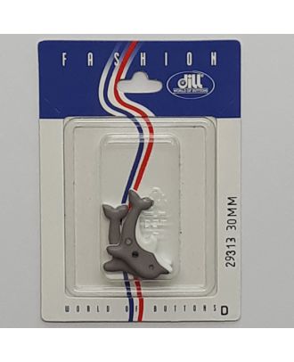 2 buttons on recyclable card novelty button, dolphin, - Size: 30mm - Color: grey - Art.No.: 29313